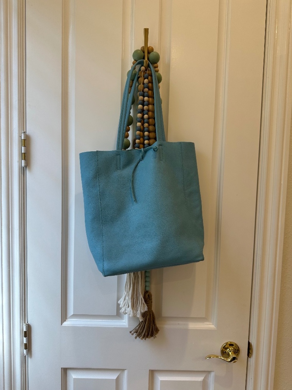 Blue Leather Tote